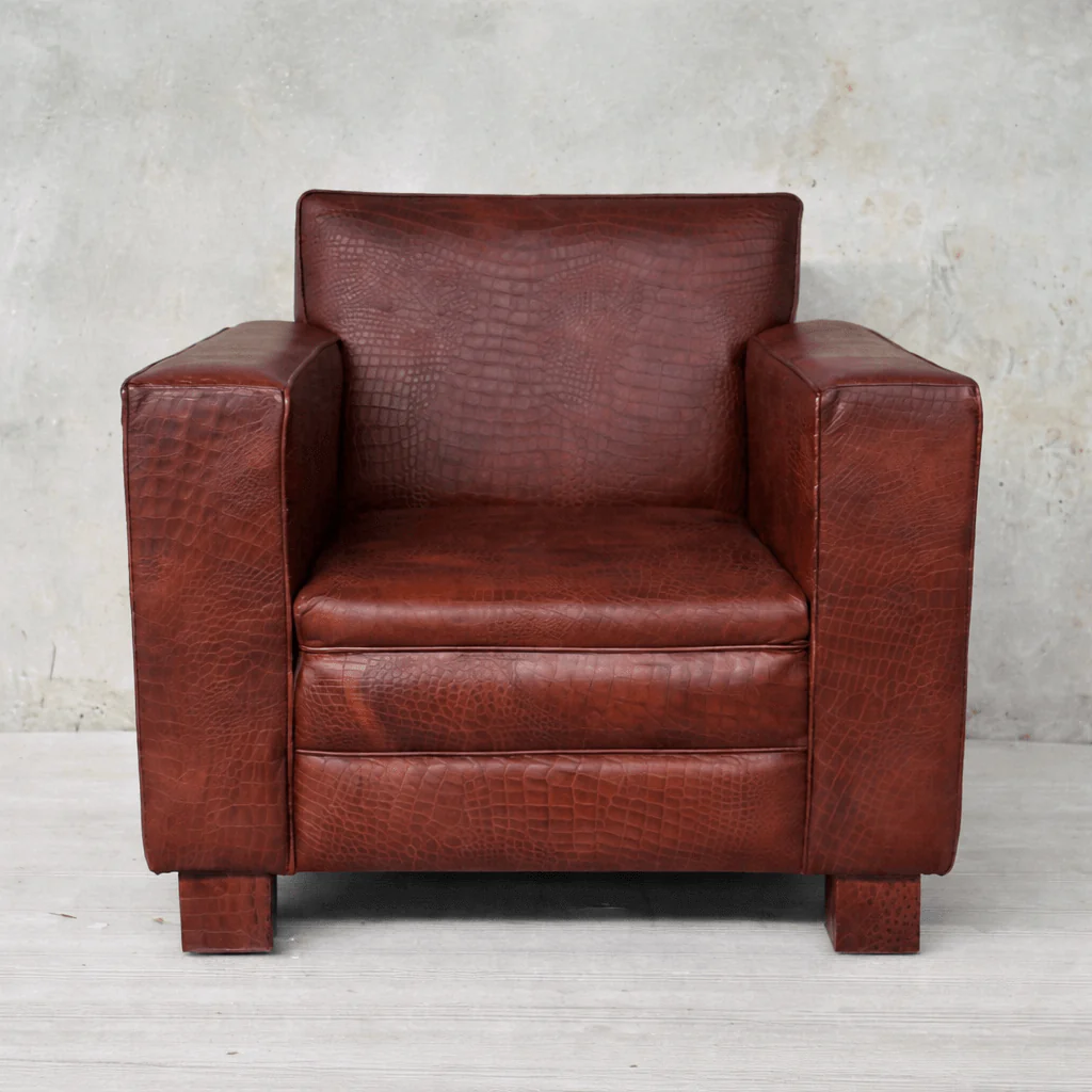 Crocodile Print Leather Armchair UK | Buffalo Leather Club Chair