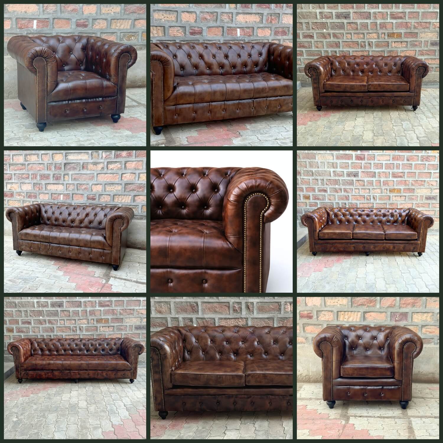 Kingsford - Natural Tan Top Grain Buffalo Leather Chesterfield sofa