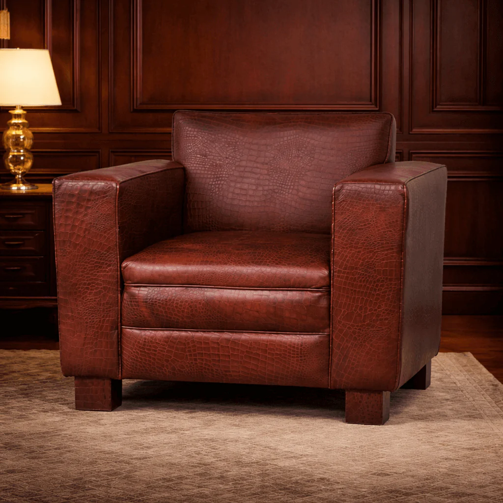 Crocodile Print Leather Armchair UK | Buffalo Leather Club Chair