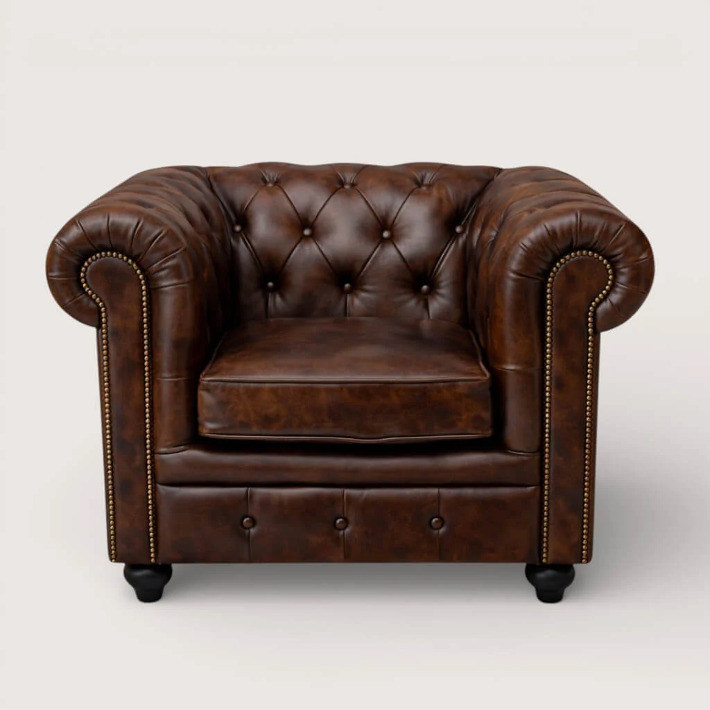 Kingsford - Natural Tan Top Grain Buffalo Leather Chesterfield sofa