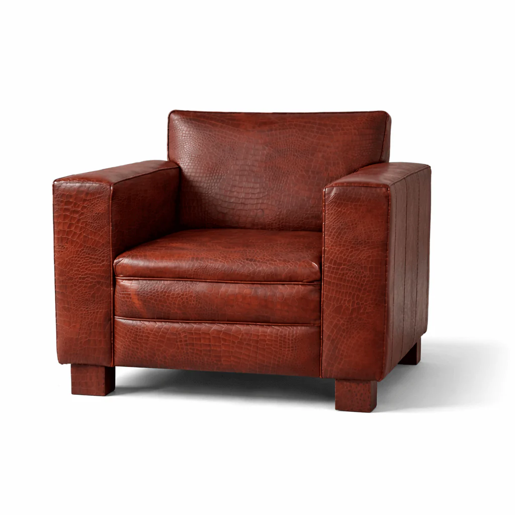 Crocodile Print Leather Armchair UK | Buffalo Leather Club Chair