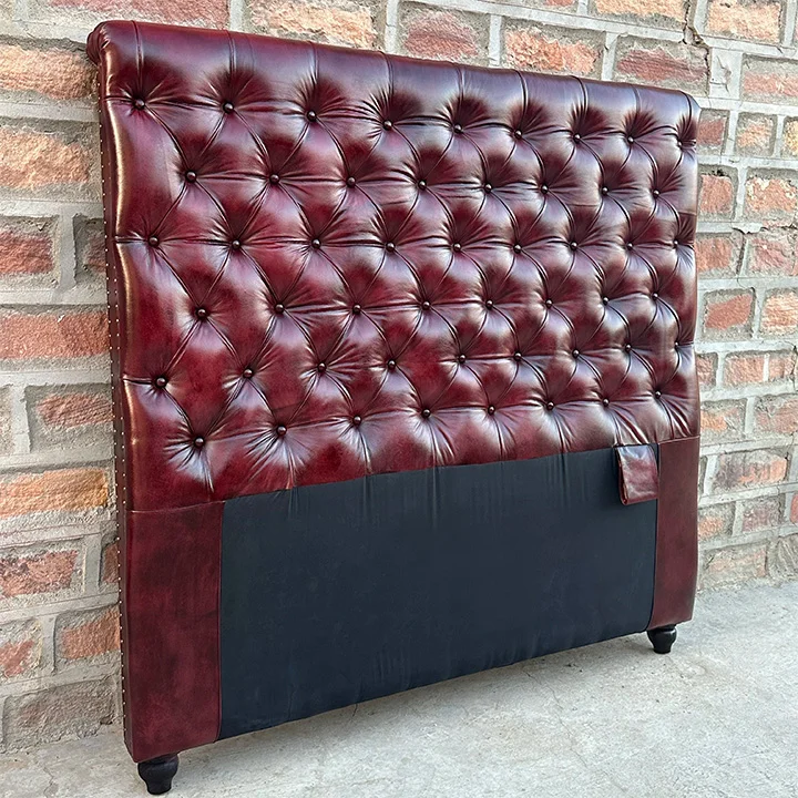 Kingsford Collection – Deep Burgundy Red Top Grain Buffalo Leather Headboard