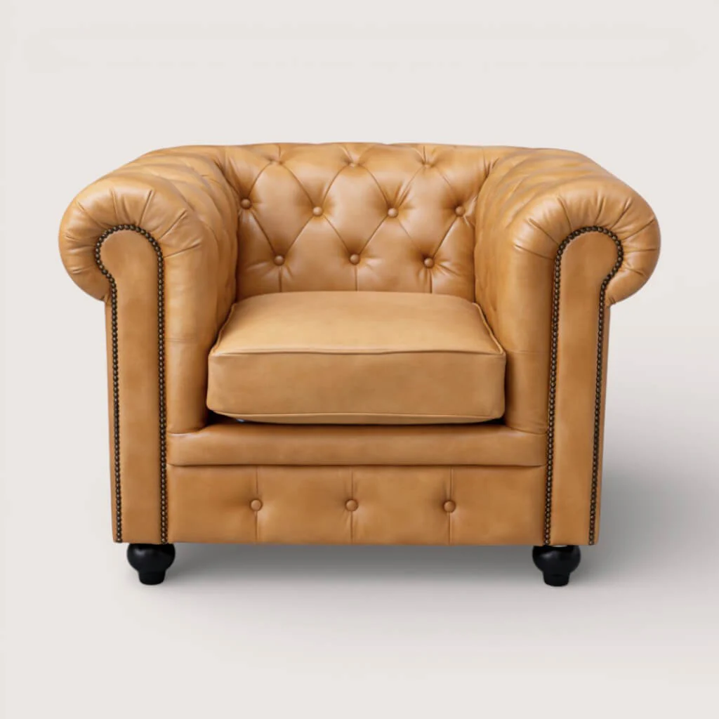 Kingsford - Vintage Brown Top Grain Buffalo Leather Chesterfield sofa
