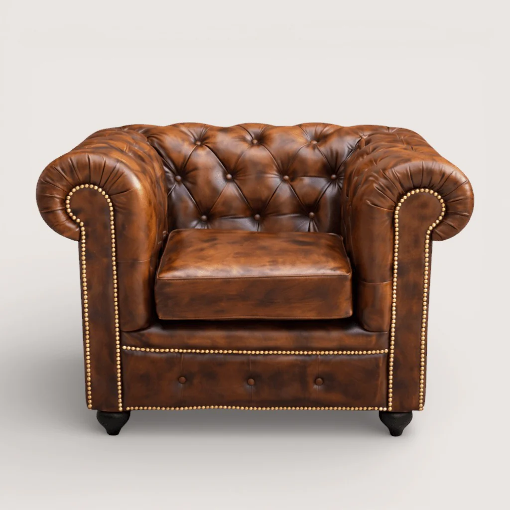 Kingsford - Vintage Brown Top Grain Buffalo Leather Chesterfield sofa