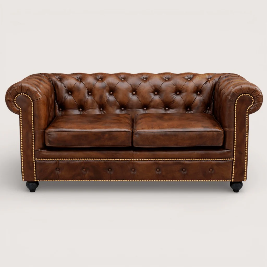 Kingsford - Vintage Brown Top Grain Buffalo Leather Chesterfield sofa