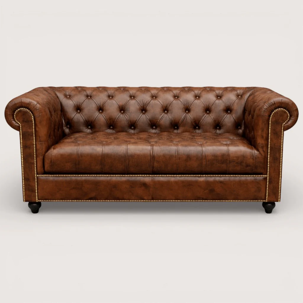 Kingsford - Vintage Brown Top Grain Buffalo Leather Chesterfield sofa