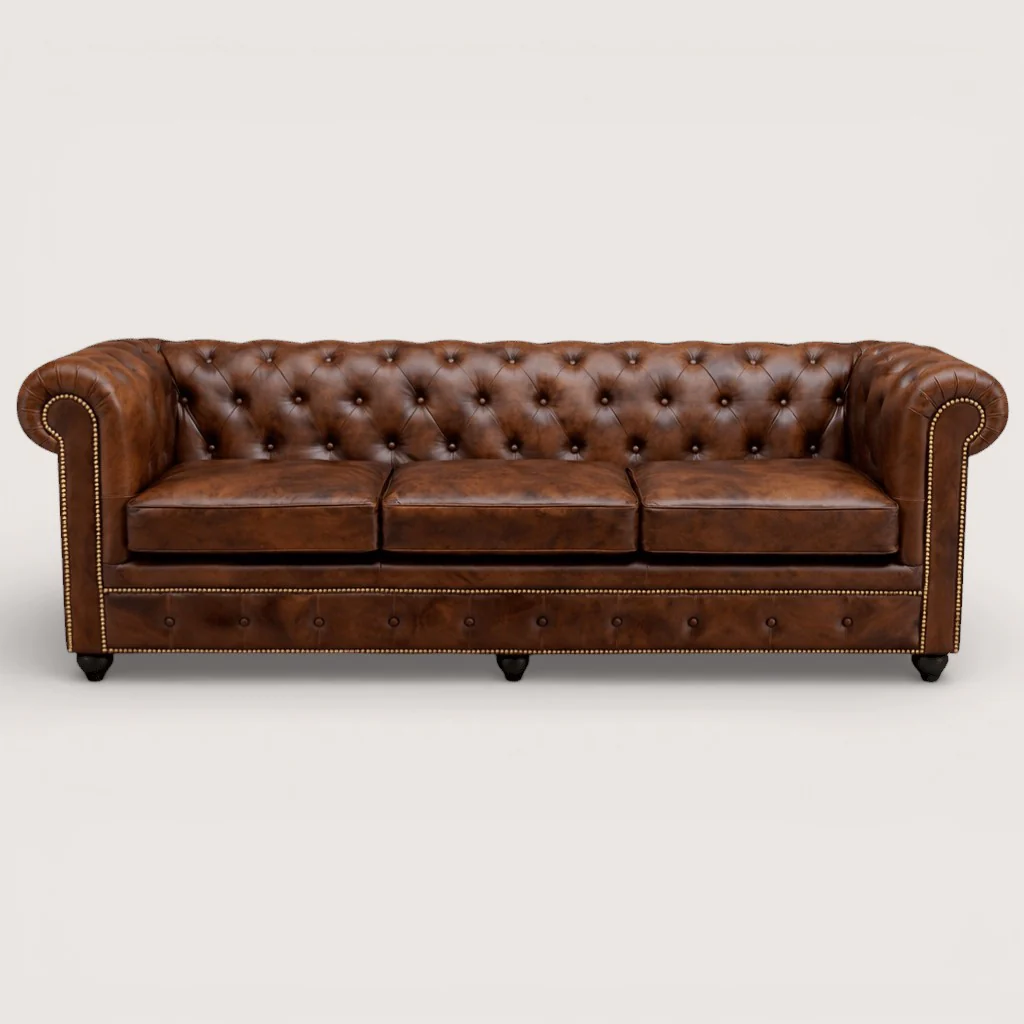 Kingsford - Vintage Brown Top Grain Buffalo Leather Chesterfield sofa